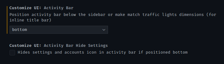 Customize UI > Activity Bar